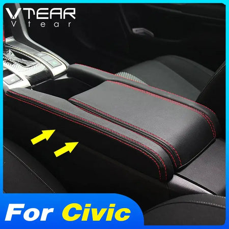 Vtear Car Armrest Cover Center Console Arm Rest Leather Anti-scratch Mat Protection Pad Accessory For Honda Civic 10th 2016-2021 by InterCyprus Trading Ltd