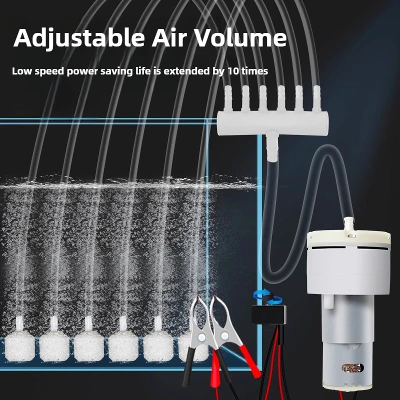 DC 12V Clip-On Oxygen Pump &ndash; High Power Aquarium Aerator