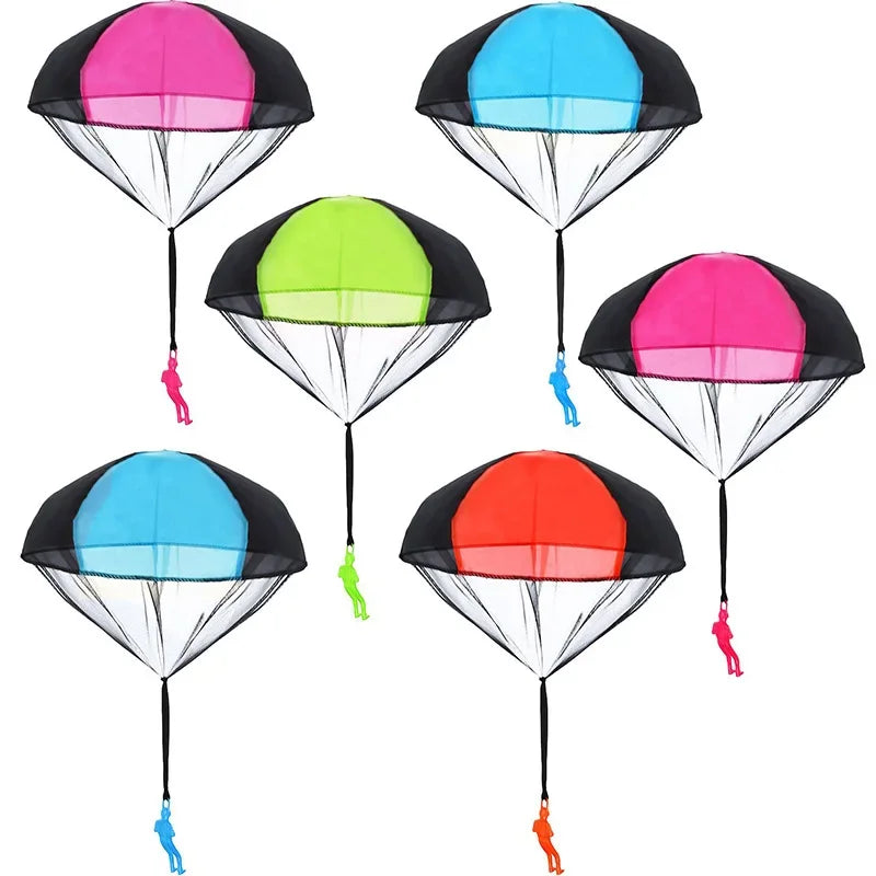 Kids Outdoor Fun: 1/6 Sets Hand Throwing Parachute Toy with Mini Soldier Sports Game