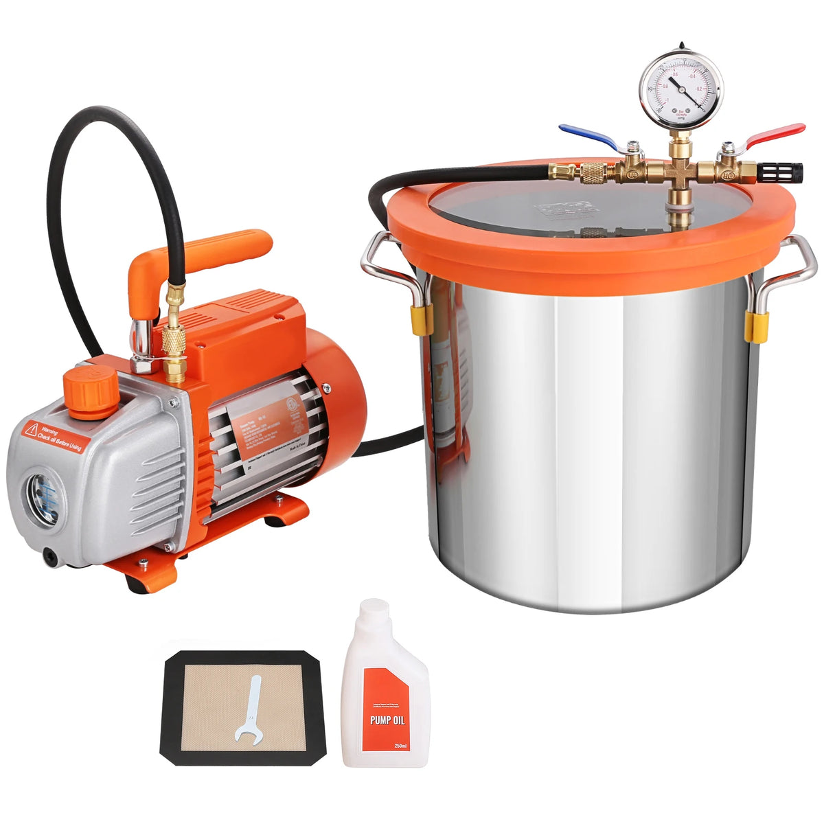 SucceBuy 3GAL To 5GAL Vacuum Chamber &ndash; 3.5CFM Pump Included