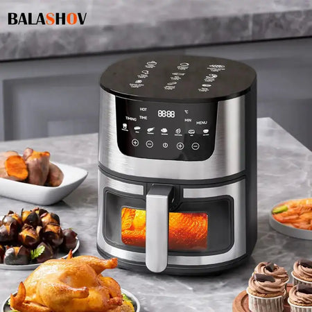 7L Oil Free Smart Air Fryer Visual Window 360 Convection