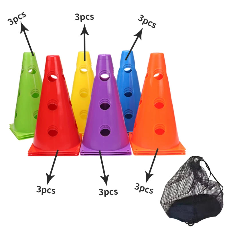 Durable Agility Training Cones &ndash; 12 to 36PCS in Vibrant Colours 18PCS