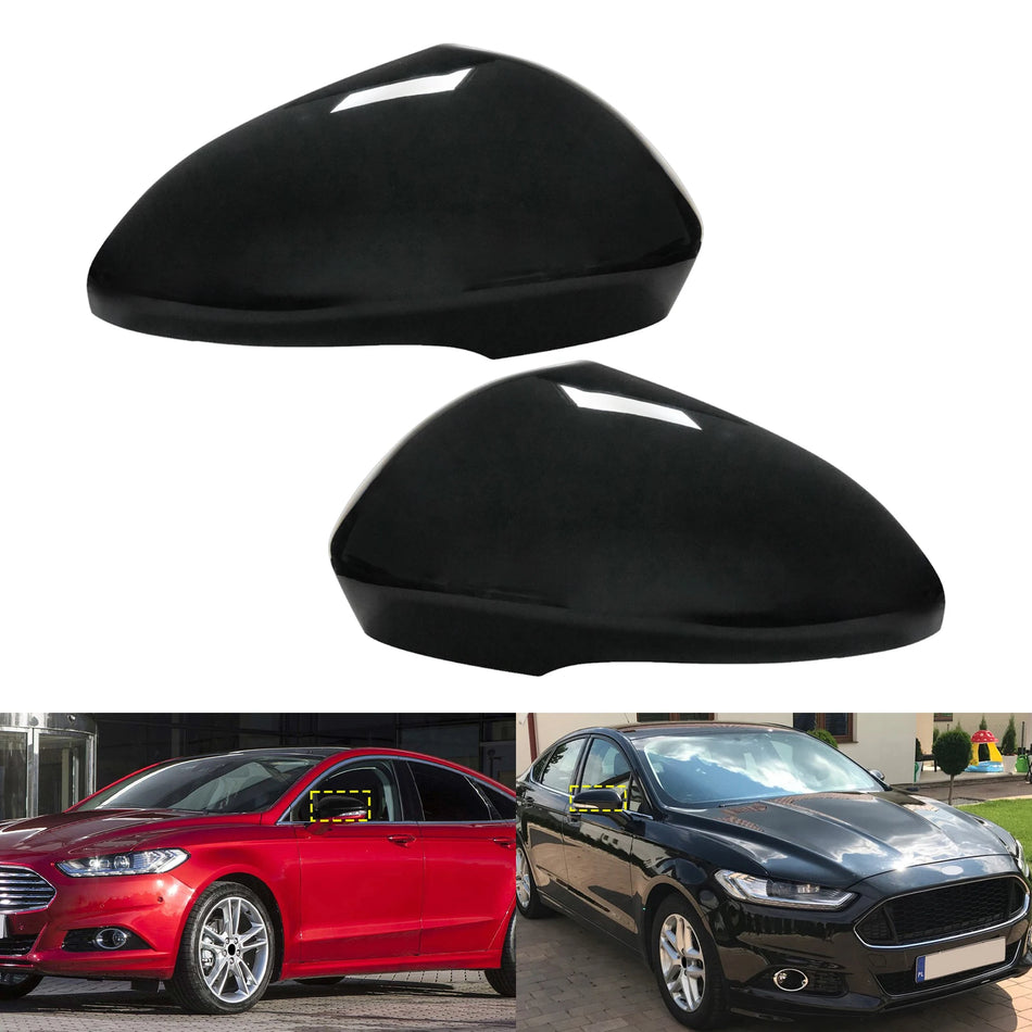 Wing Mirror Cover Caps for Ford Mondeo MK5 2014-2020 ABS Plastic Gloss Black Finish Direct Replacement Pair