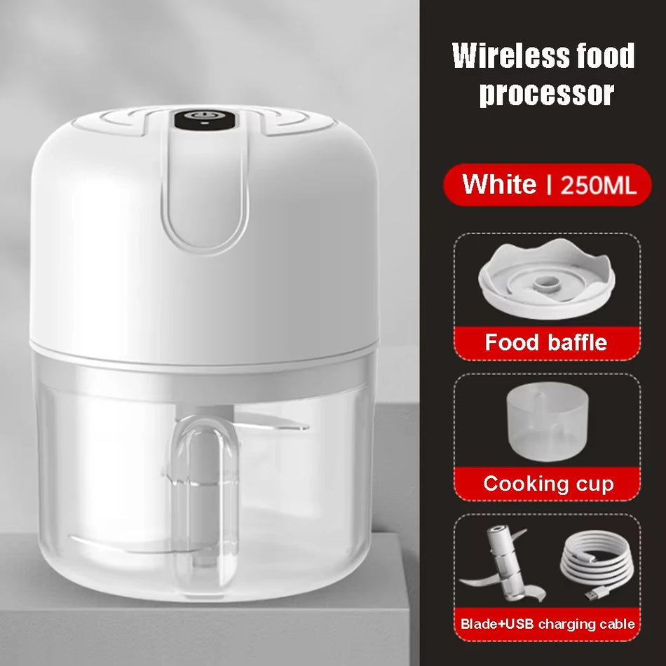 Bezdrátový lis na česnek 250ML mini mixér s kráječem