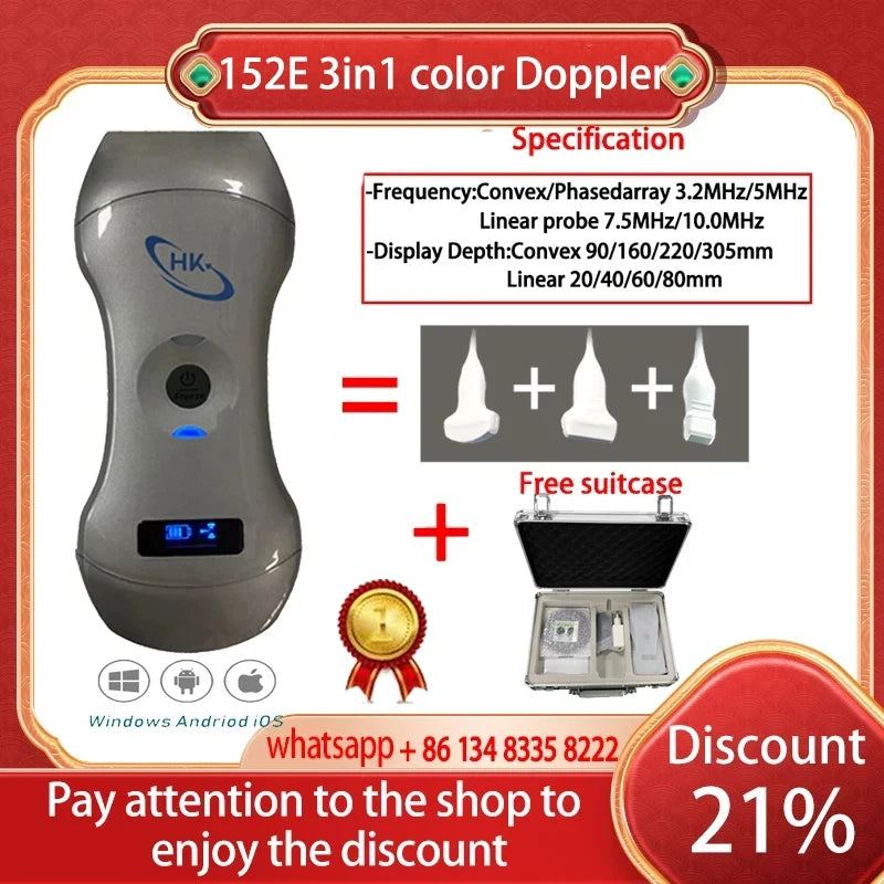 152E 3w1 Bezprzewodowy Skaner Ultrasonograficzny z Dopplerem Kolorowym