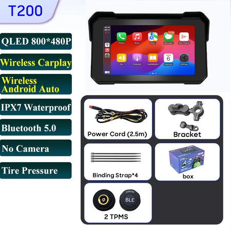 5 Inch Motorcycle Navigation GPS &ndash; IPX7 Waterproof with HD Recording Screen-TPMS