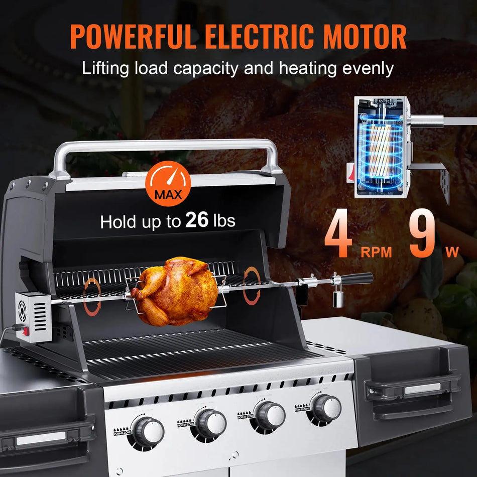 Universal Grill Rotisserie Kit 9W Stainless Steel