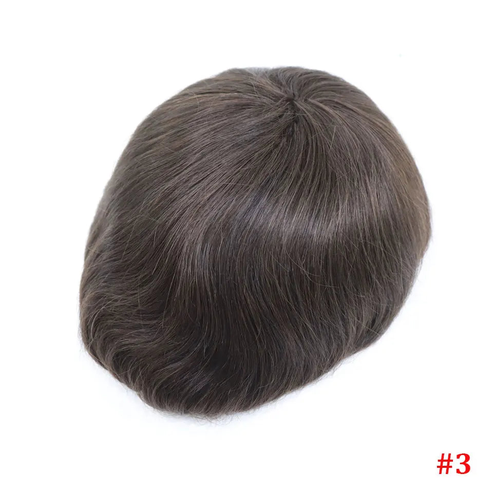Bfirehair 0.08-0.10MM Full Skin PU Men&rsquo;s Toupee with V Loop Remy Hair 3 / 6 inches / CN|8x10|free