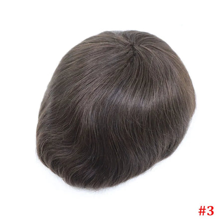 Bfirehair 0.08-0.10MM Full Skin PU Men&rsquo;s Toupee with V Loop Remy Hair 3 / 6 inches / CN|8x10|free
