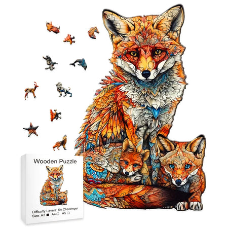 Wooden Jigsaw Puzzle - Colored Cat &amp; Peacock Design - Creative Intelligence Toy for Adults and Kids 14+