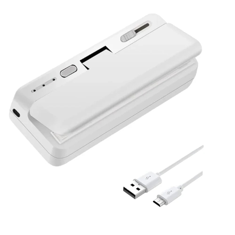 Mini Heat Bag Sealer &ndash; Portable USB Rechargeable Compact WHITE