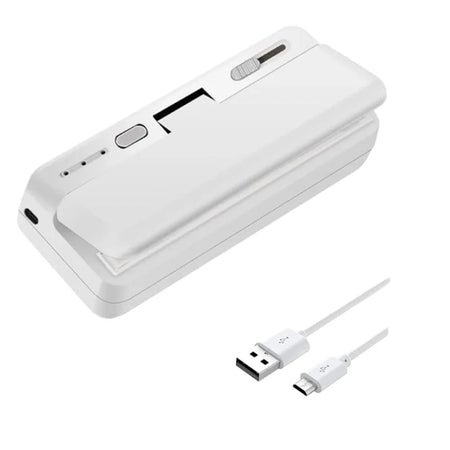 Mini Heat Bag Sealer &ndash; Portable USB Rechargeable Compact WHITE