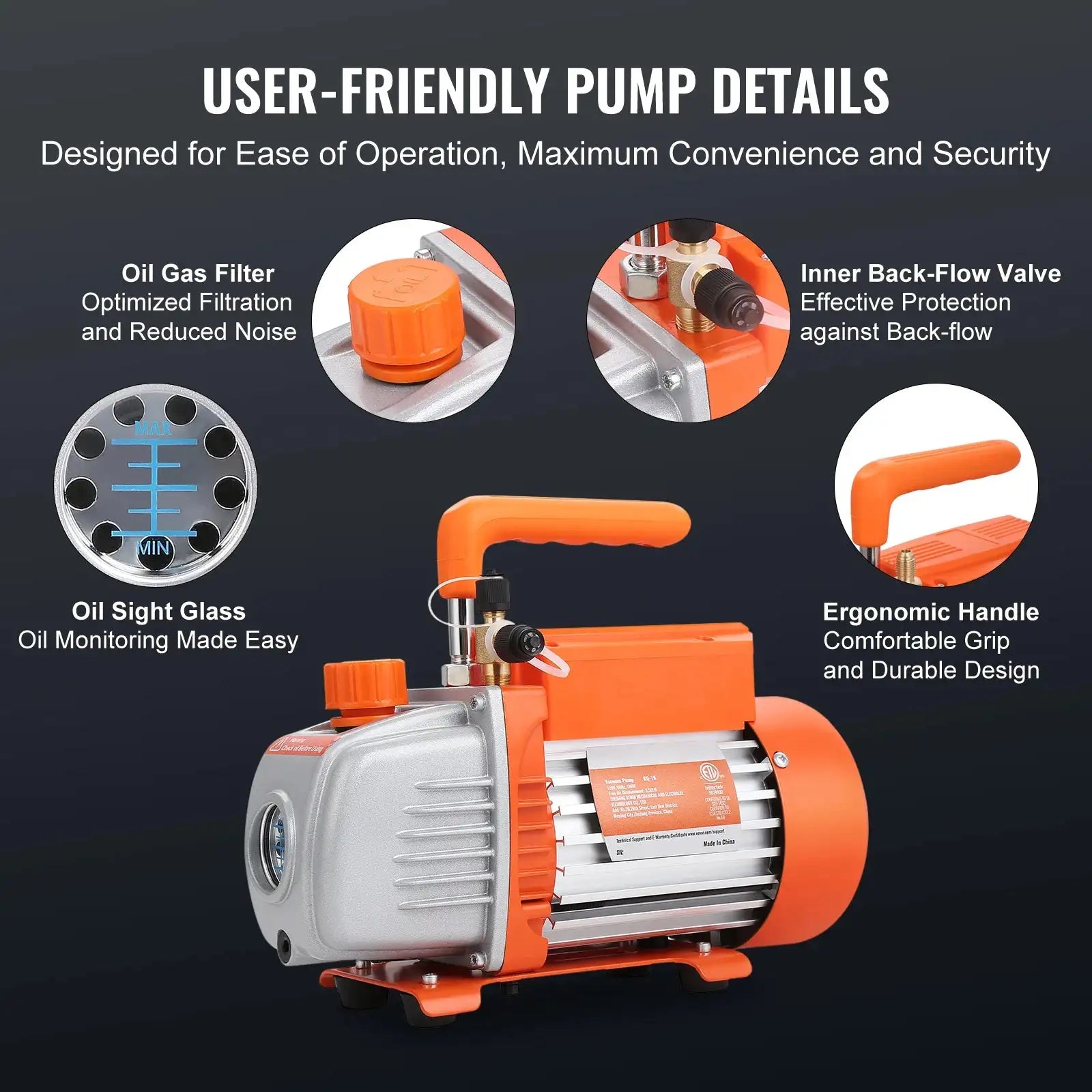 3.5CFM 4CFM Rotary Vane Vacuum Pump &ndash; AC Kit