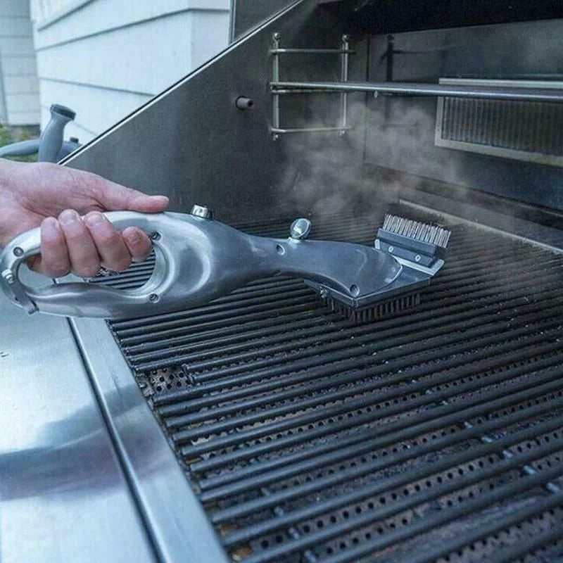 Outdoor BBQ Grill Steam Cleaning Brush - Charcoal &amp; Gas Cleaner Tool