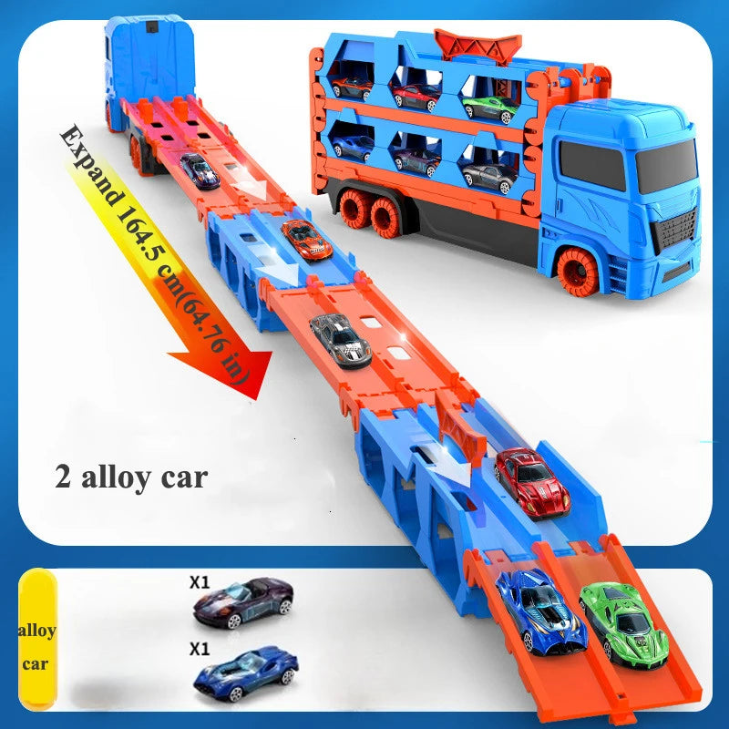 Large Car Transporter Truck &ndash; Foldable Track Alloy Diecast 2 car