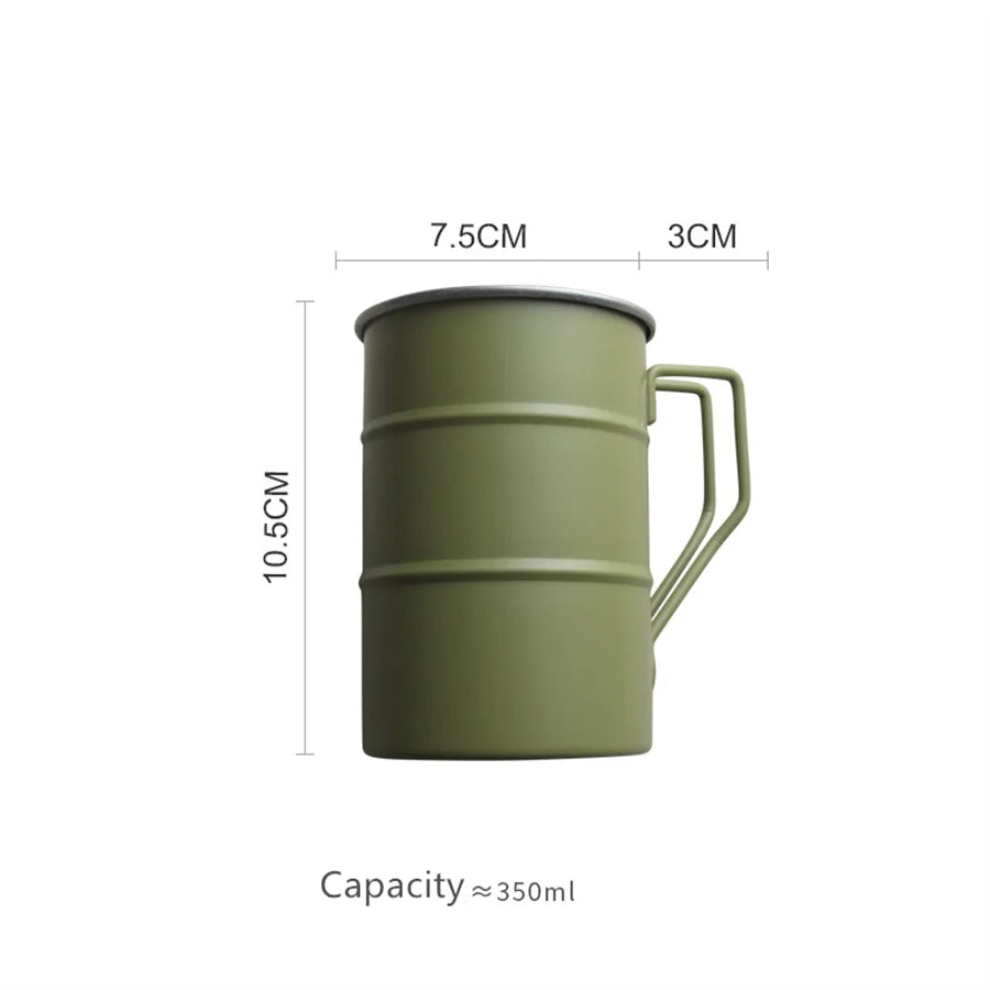 Outdoor 304 Stainless Steel Marco Mug - Retro Camping Tough green / 301-400ml