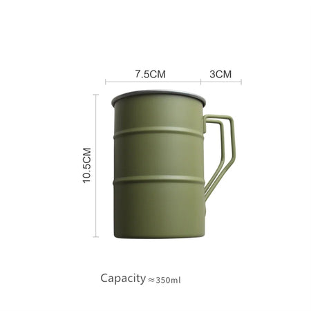 Outdoor 304 Stainless Steel Marco Mug - Retro Camping Tough green / 301-400ml