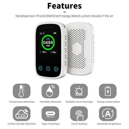 3 In 1 Air Quality Meter CO2 Temp Humidity &ndash; Voice Alarm
