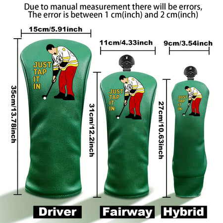 Golf Club Head Covers &ndash; Durable Embroidery with Cartoon Golfer Design