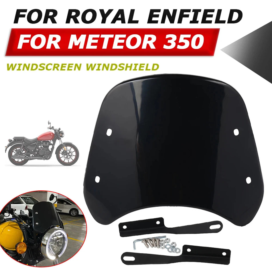 Royal Enfield Meteor 350 windscherm afleider beschermer, zwarte voorruit schild voor motorfiets