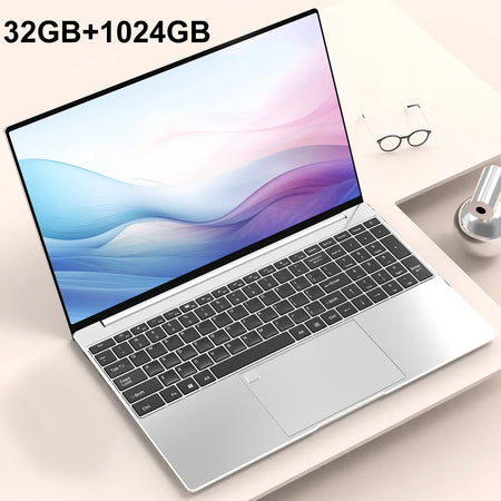Portable 15.6 Inch Laptop &ndash; High Performance 32GB RAM with 2TB SSD silver 32GB 1024GB / Intel Celeron N5095
