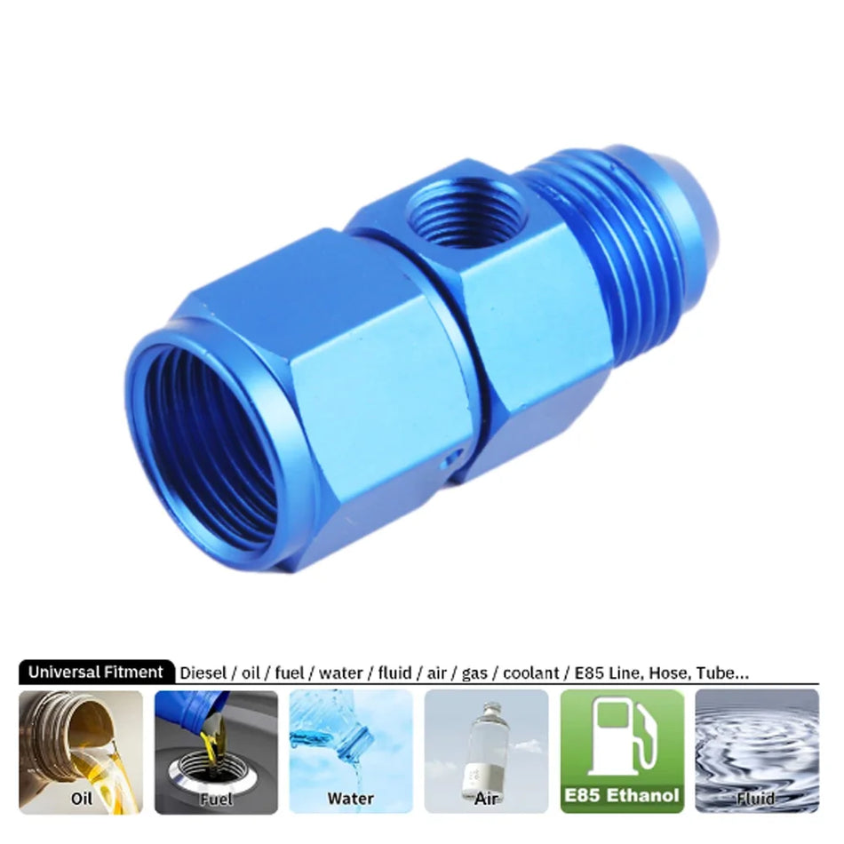 Aluminum AN Fittings, Male to Female 1/8 NPT Gauge Sensor Side Port Adapter