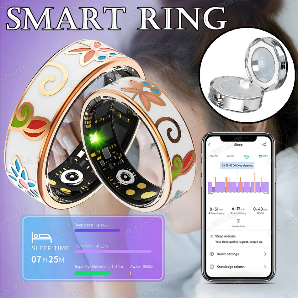 Color Enamel Smart Ring for Women - Sleep, Oxygen &amp; Multi-Sport Monitoring