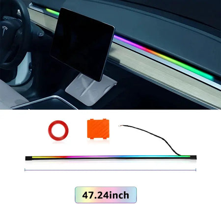 200cm 78inch Car Ambient Light LED Front Dashboard Windshield 64 Color RGB Symphony Interior Acrylic Atmosphere Lamp App Control by InterCyprus Trading Ltd