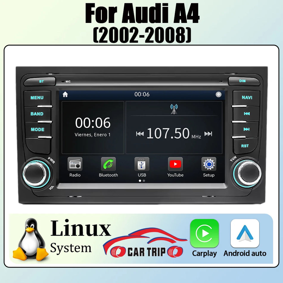 7'' Linux Carplay 2 Din Android BT5 Car Radio Multimedia GPS Navigation Audio For Audi A4 2002-2008 B6 S4 B7 8E 8H RS4 Seat Exeo