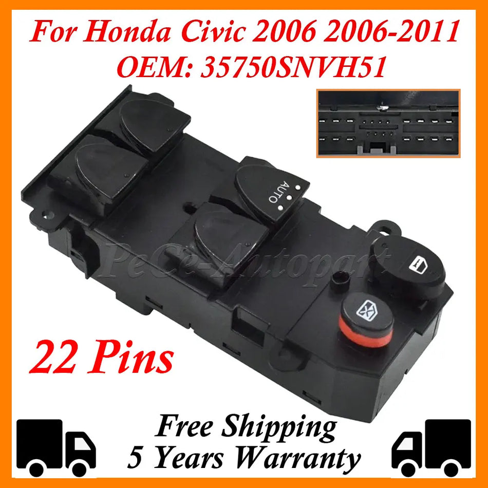 Główny przełącznik elektrycznych szyb po stronie kierowcy do Honda Civic 2006-2011 1.8L