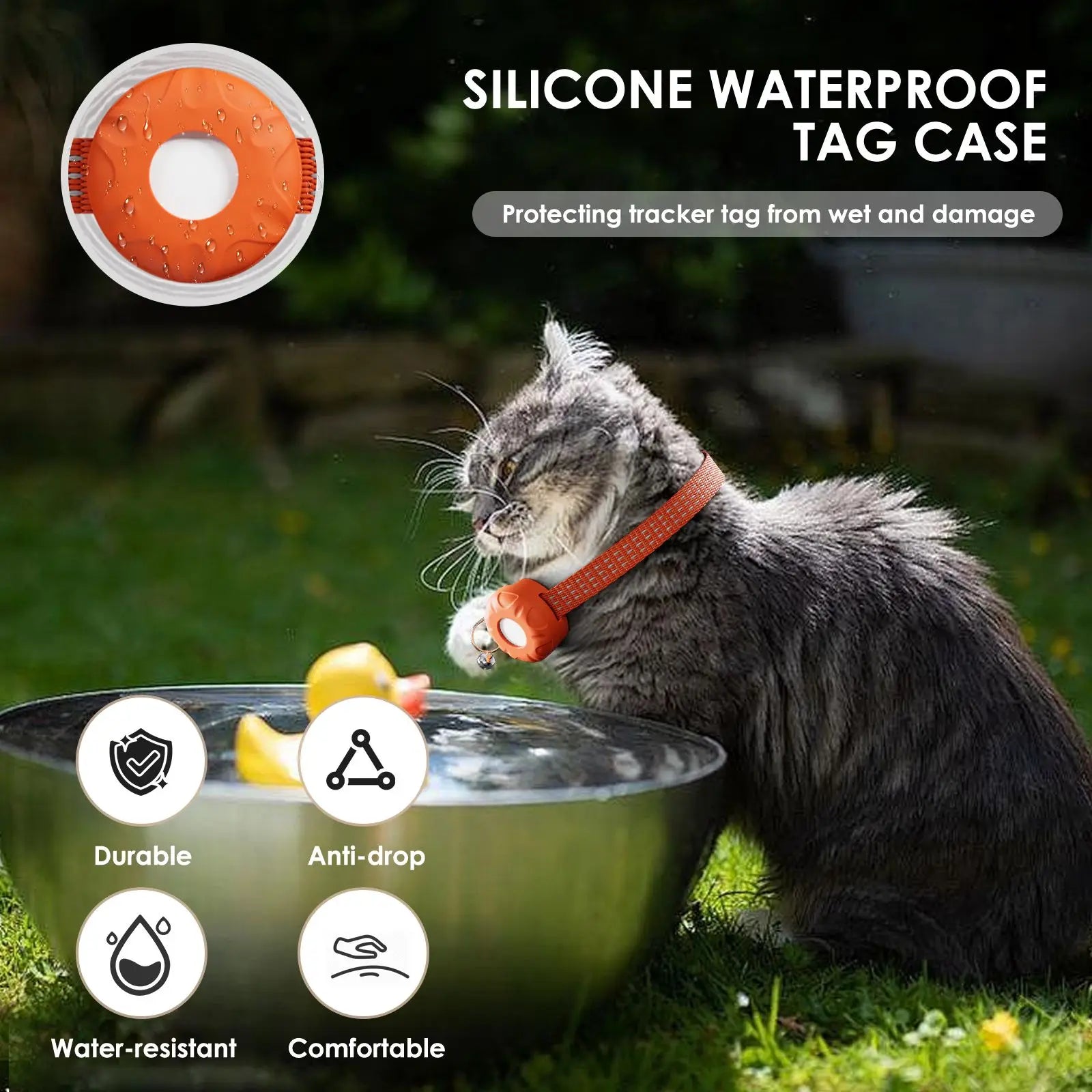 Cat Chain Tracker &ndash; Real-Time GPS Tracking No Fee Waterproof
