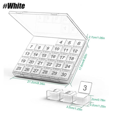 30-Day Large Compartment Monthly Pill Organizer for Vitamins and Medication, BPA-Free Pill Case WHITE