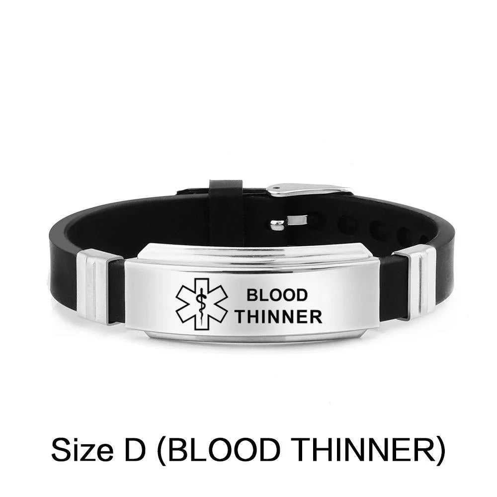 Stainless Steel Medical Alert Bracelet - 15 Styles BLOOD THINNER