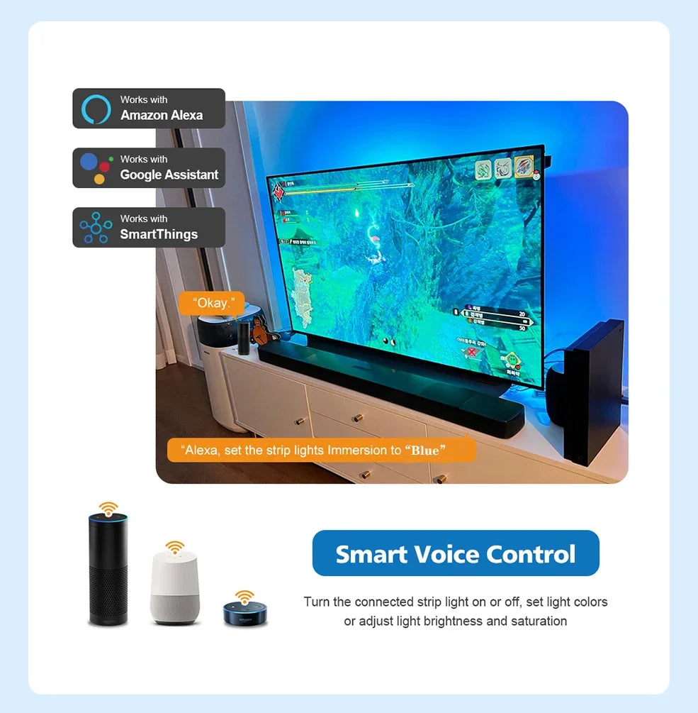 Foxoneer Smart Ambient TV Backlight Kit &ndash; Voice Control