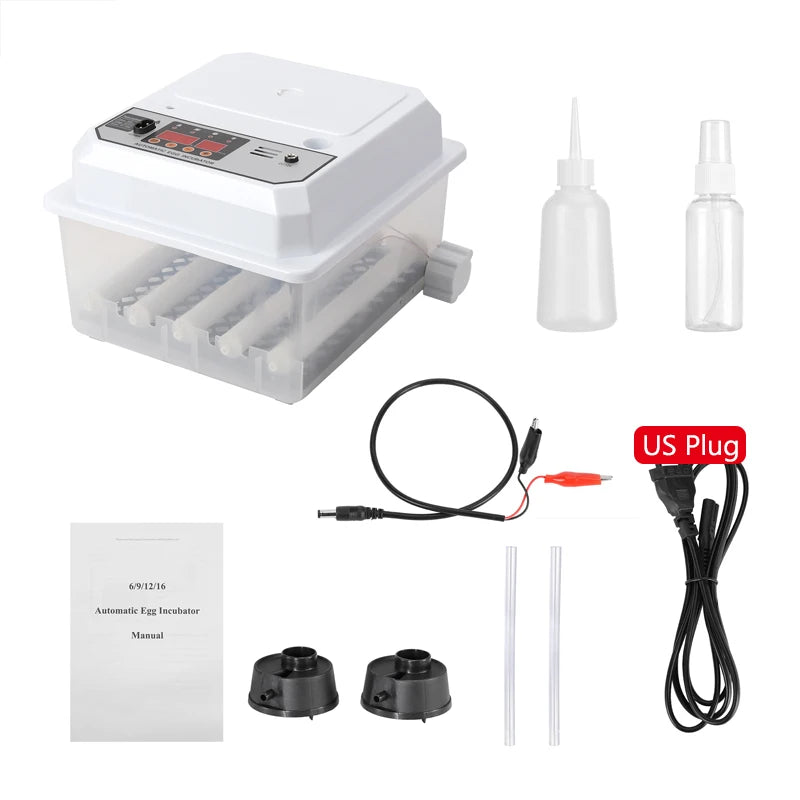 16 Eggs Dual-Electric Automatic Egg Incubator &ndash; Auto Turn 16 Eggs US Plug