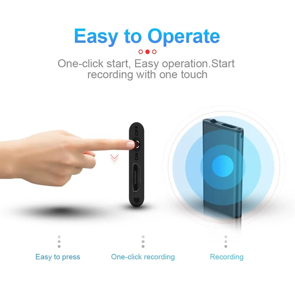 Ultra-Thin Mini Voice Recorder with Sound Activation &amp; HD Noise Reduction