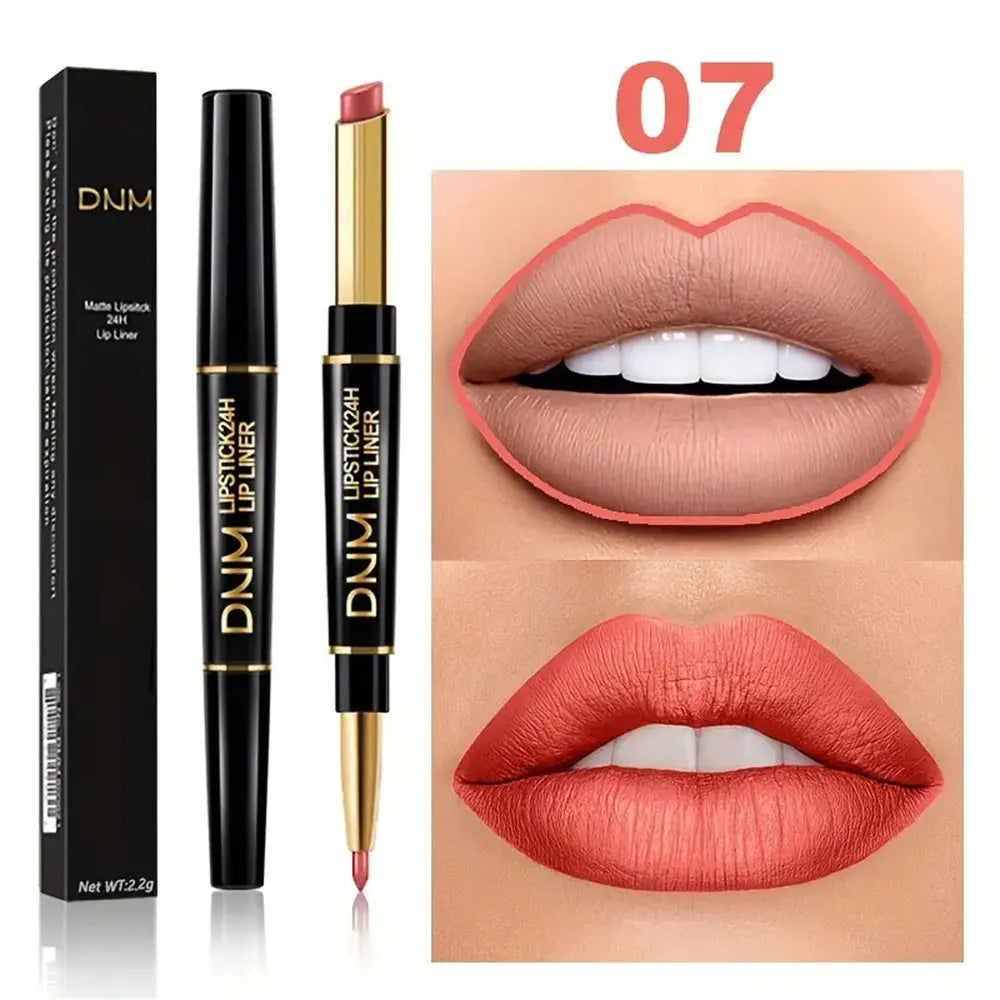 Double-ended Waterproof Lipstick &amp; Liner - High Pigment for Lasting Colour 07