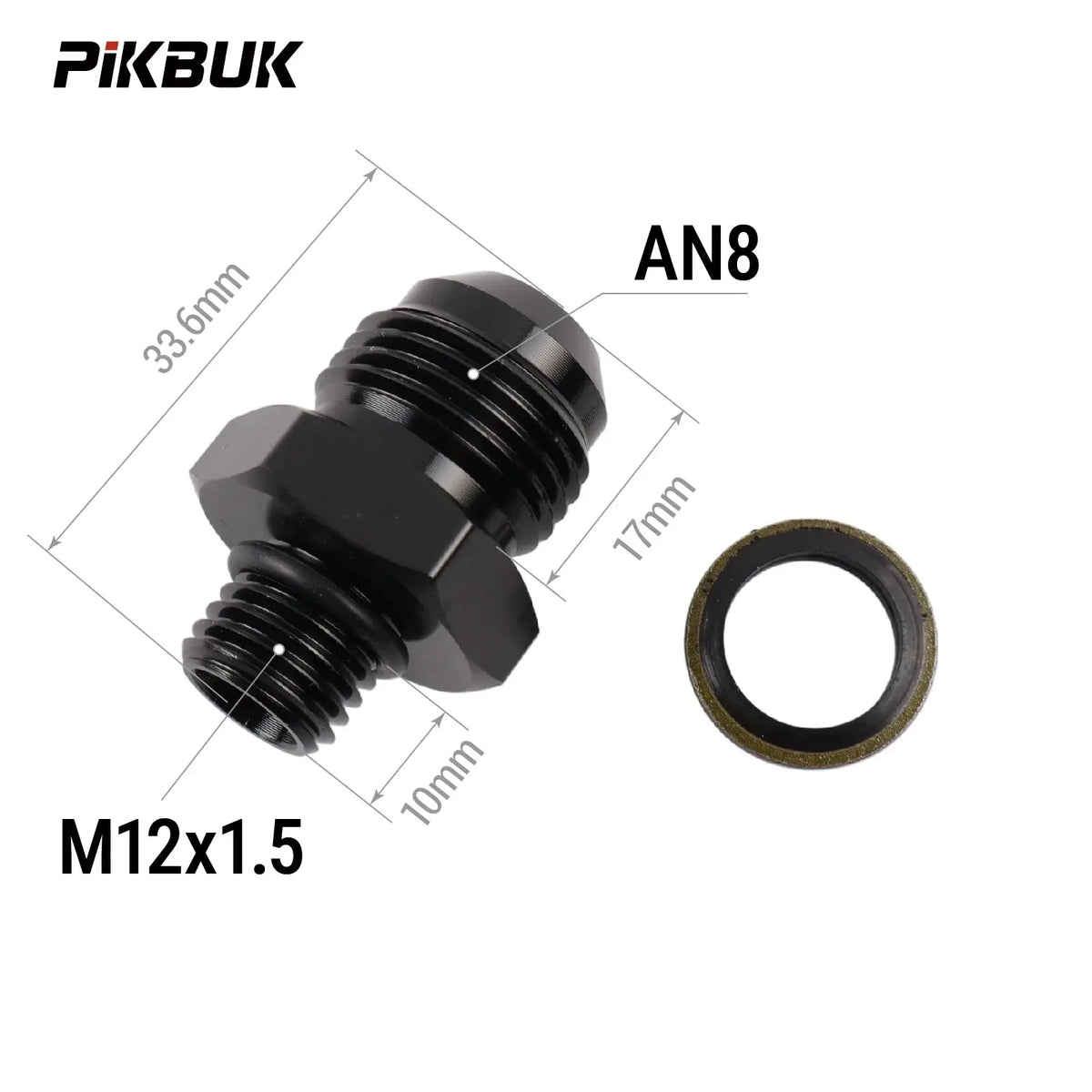 PIKBUK Aluminum AN8 Male to M10x1 M12/14/16/18x1.5 Adapter Flare Fitting Auto Hose Fitting Male Oil Cooler Fitting by InterCyprus Trading Ltd