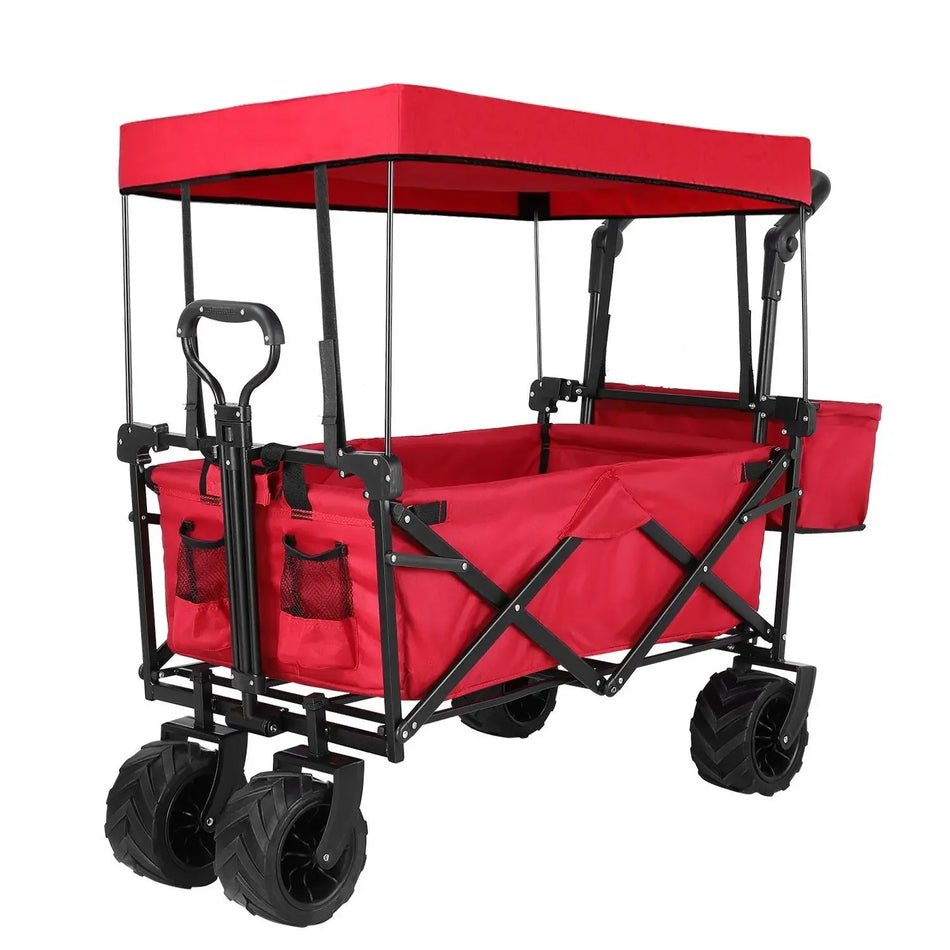 Foldable Handcart With Roof Off Road Brakes 115kg Capacity