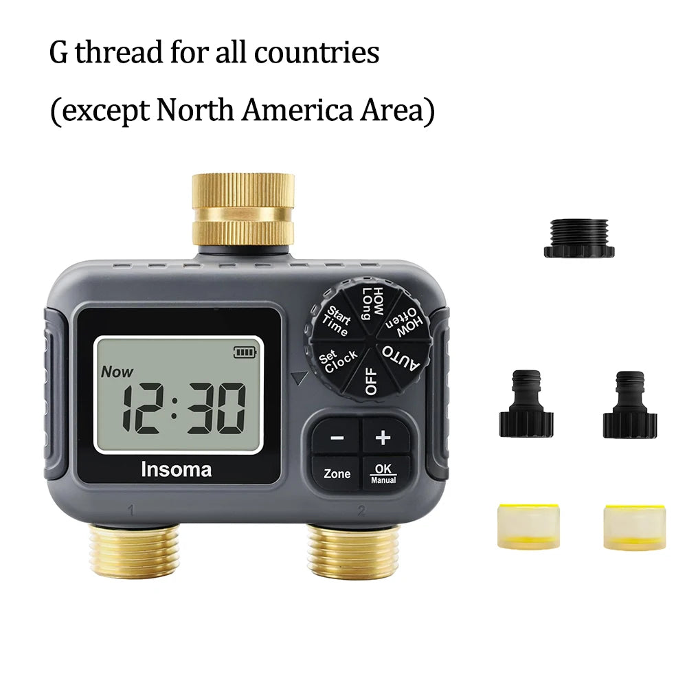 Insoma Smart Irrigation Watering System - Dual Outlets &amp; Automatic Timer G Thread