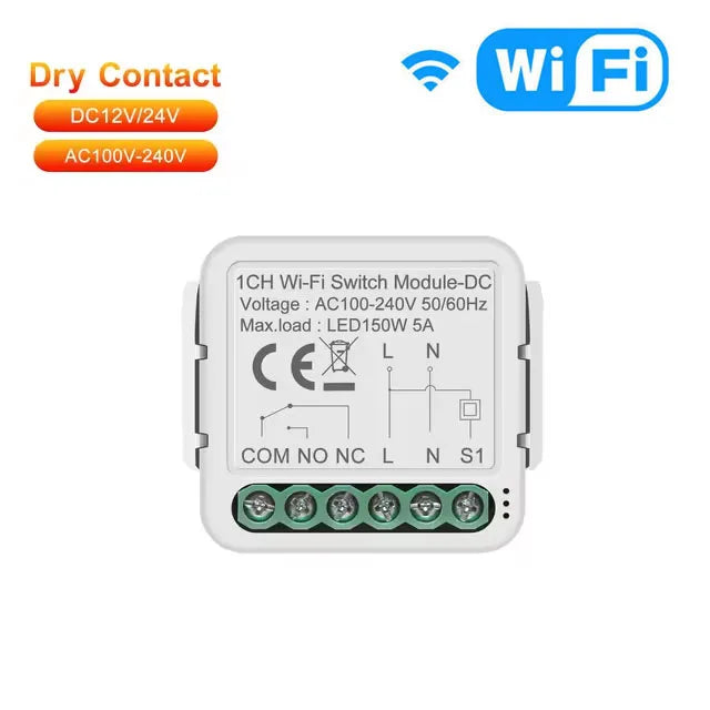 Tuya ZigBee WiFi Smart Switch Module - Dry Contact, Alexa &amp; Google Compatible WHITE / WIFI-DC / CHINA