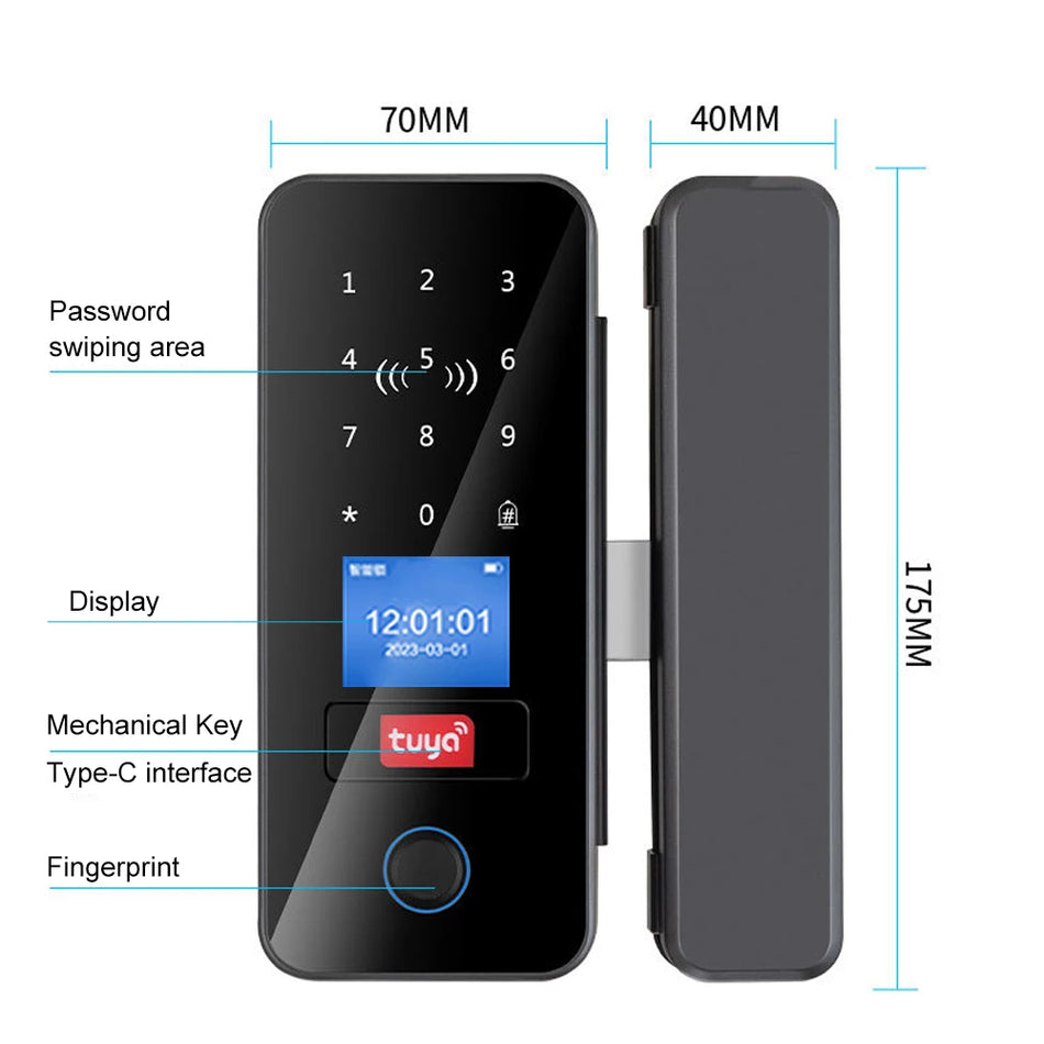Tuya App Glass Door Lock &ndash; Biometric Bluetooth Unlock