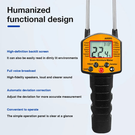 Professional Digital Grain Moisture Meter &ndash; Backlit Display