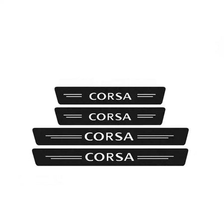 Opel Corsa Door Threshold Protectors Carbon Fiber Leather 4Pcs door sill