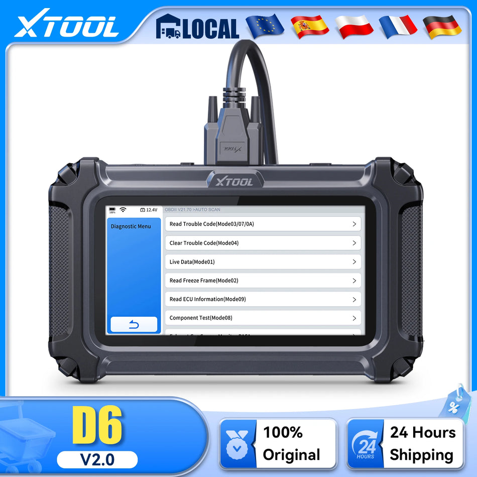 Scanner OBD2 XTOOL D6 para Diagnósticos de Sistema Completo com 15 Reinicializações