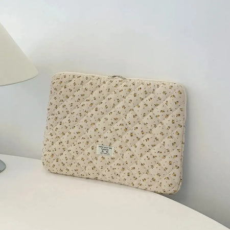 Flower Printed Quilted Laptop Sleeve For 11 To 15 Inches yellow / 15 inch