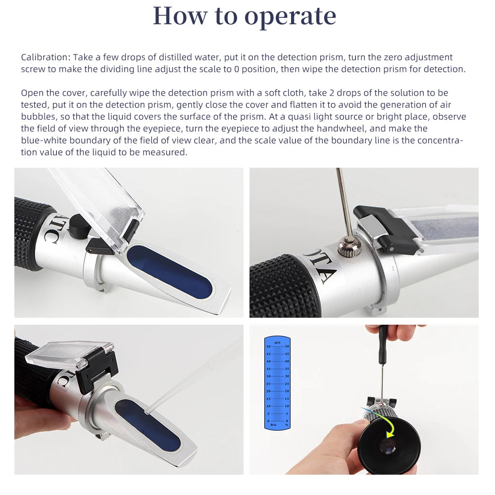 Handheld Sugar Refractometer 0 To 50 Brix &ndash; ATC Auto Temp