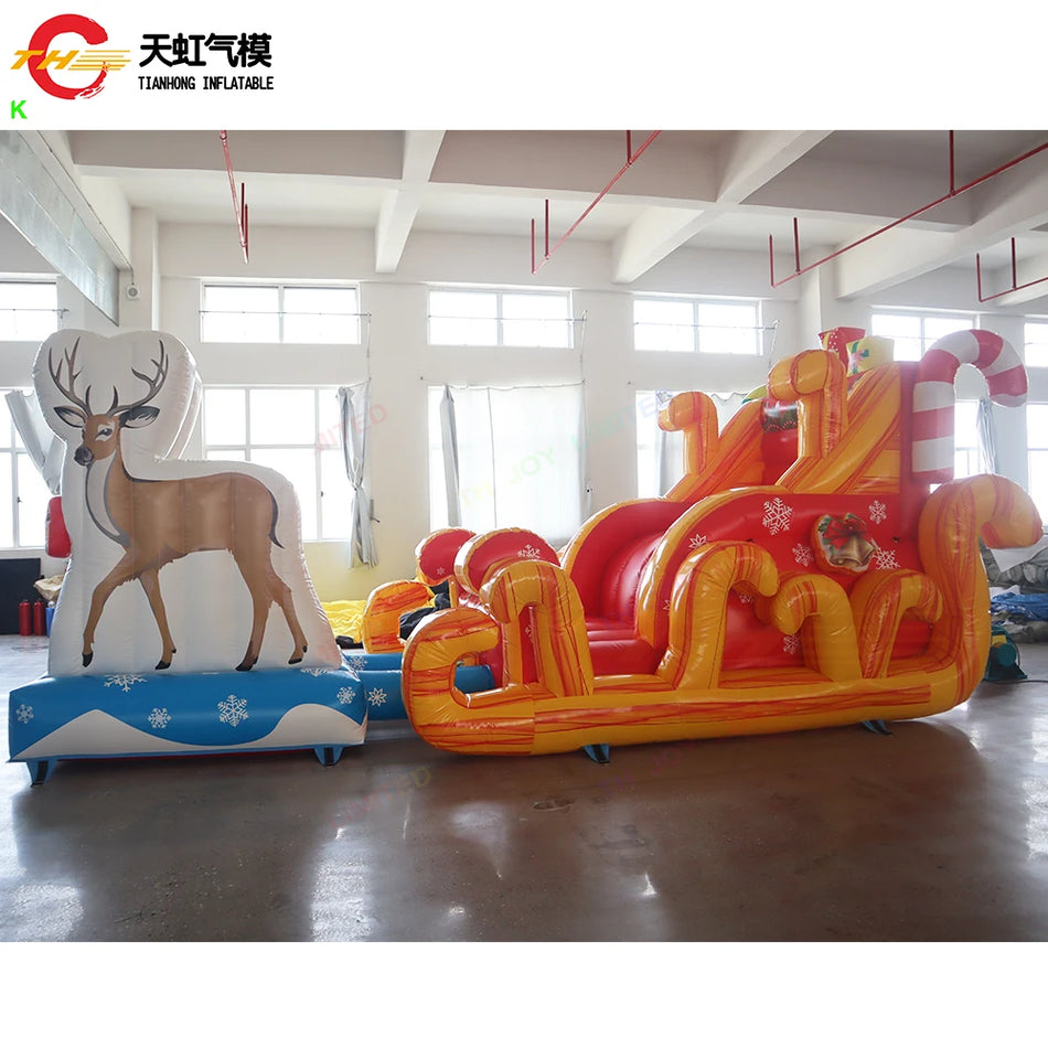 Φουσκωτό Έλκηθρο του Άγιου Βασίλη με Ρούντολφ 20x8x8ft Εξωτερικού Χώρου