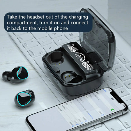 M10 TWS Bluetooth 5.3 Headphones with Active Noise-Cancellation and Waterproof Design