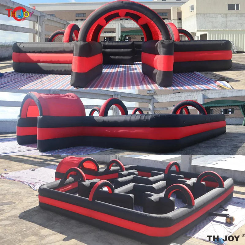 Κόκκινος Μπλε 10x10μ Υπαίθριο Φουσκωτό Παιχνίδι Laser Tag Λαβύρινθος